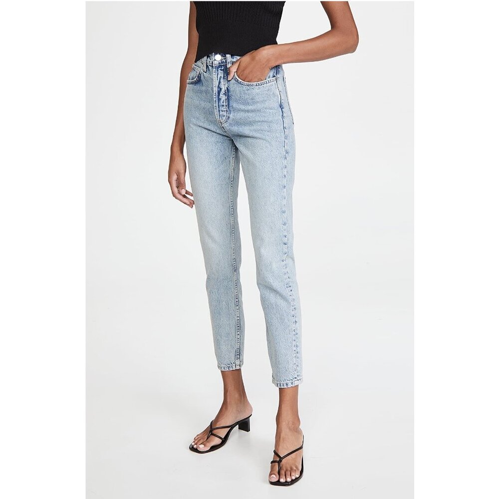 ANINE BING Sonya Jeans 27" / Size 27 / Washed Blue Slim Straight Rigid Denim